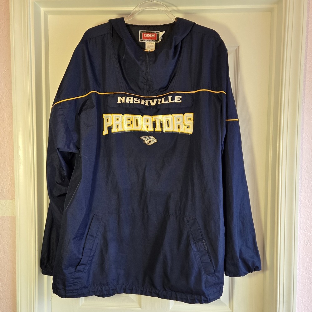 Nashville Predators Windbreaker Hooded Jacket Hockey NHL Size XXL 1/4 Zip Pocket